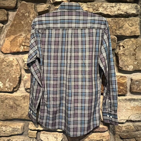 Peter Millar Crown Sport Purple & Blue Plaid Button Down Shirt Men’s Size Small - Picture 9 of 10